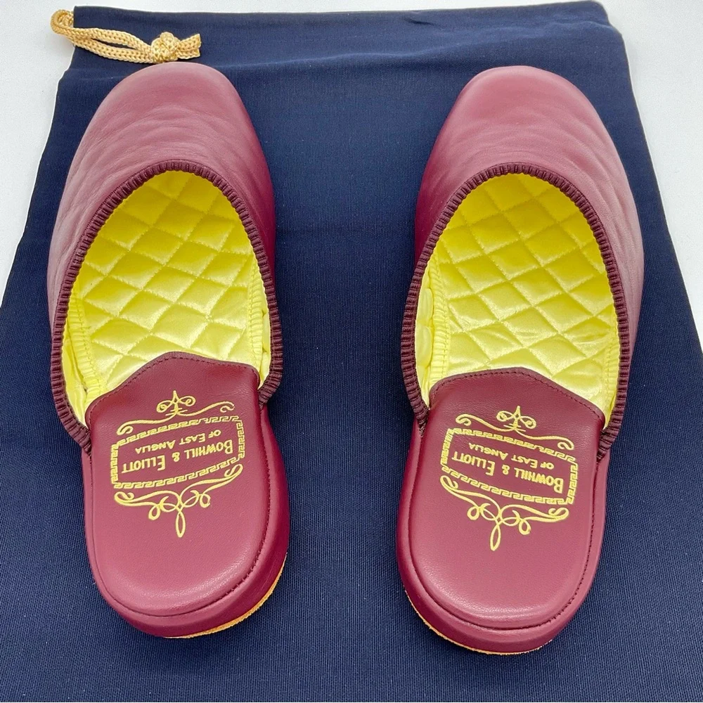NIB Bowhill & Elliott Men’s Cherry Leather Mule Slippers